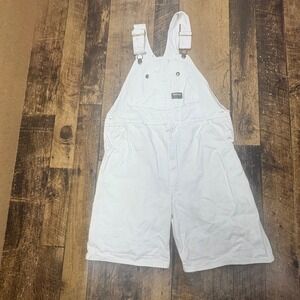 OshKosh B'gosh Womens White Denim Shortalls Overalls Size 36‎